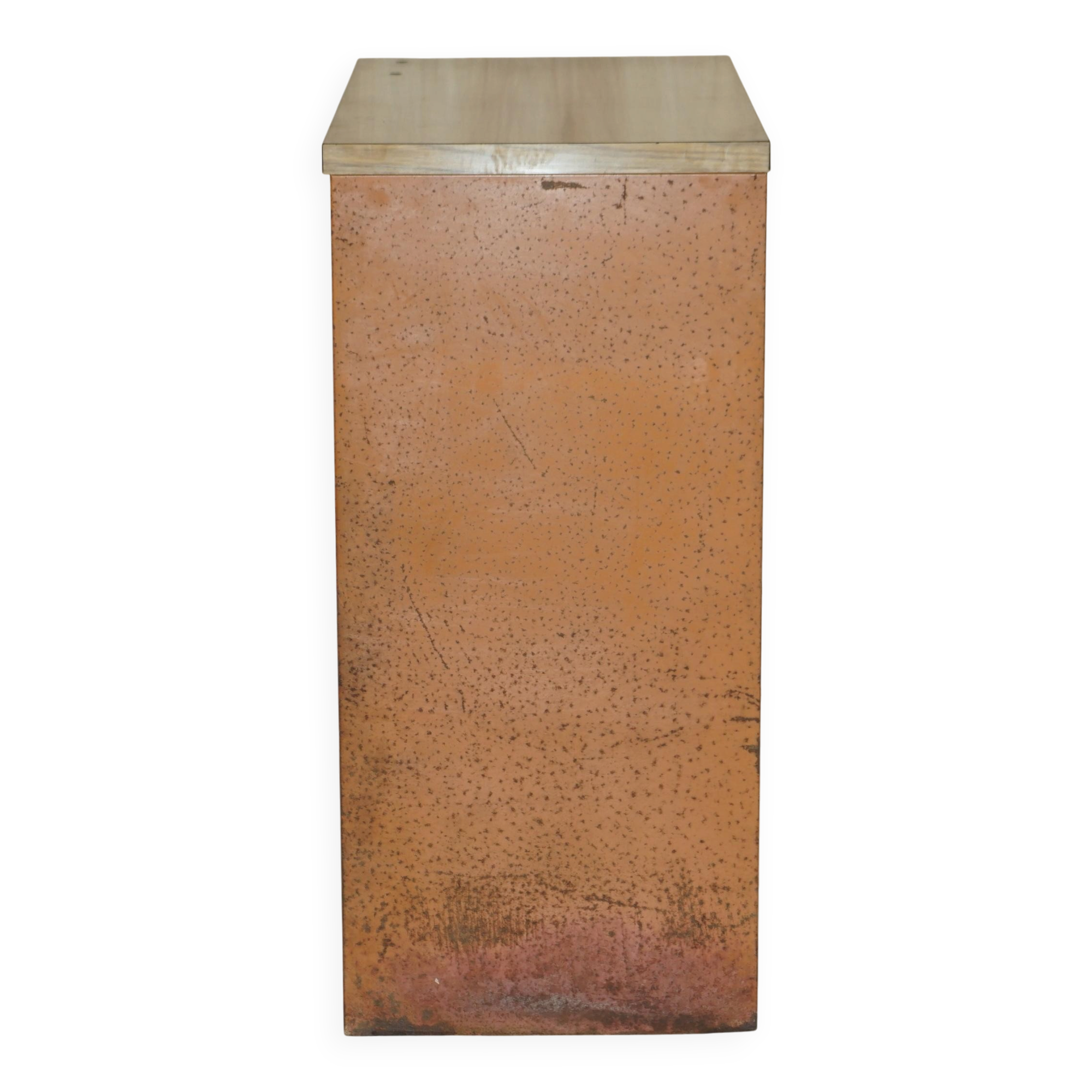 Industrial metal chest of drawers with 30 drawers.