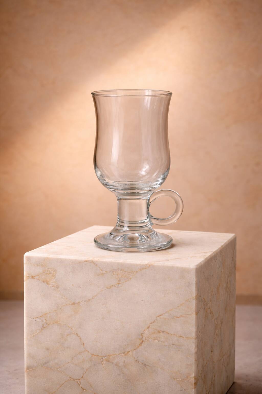 Set of 4 vintage footed tea glasses – ring handles – bistro style