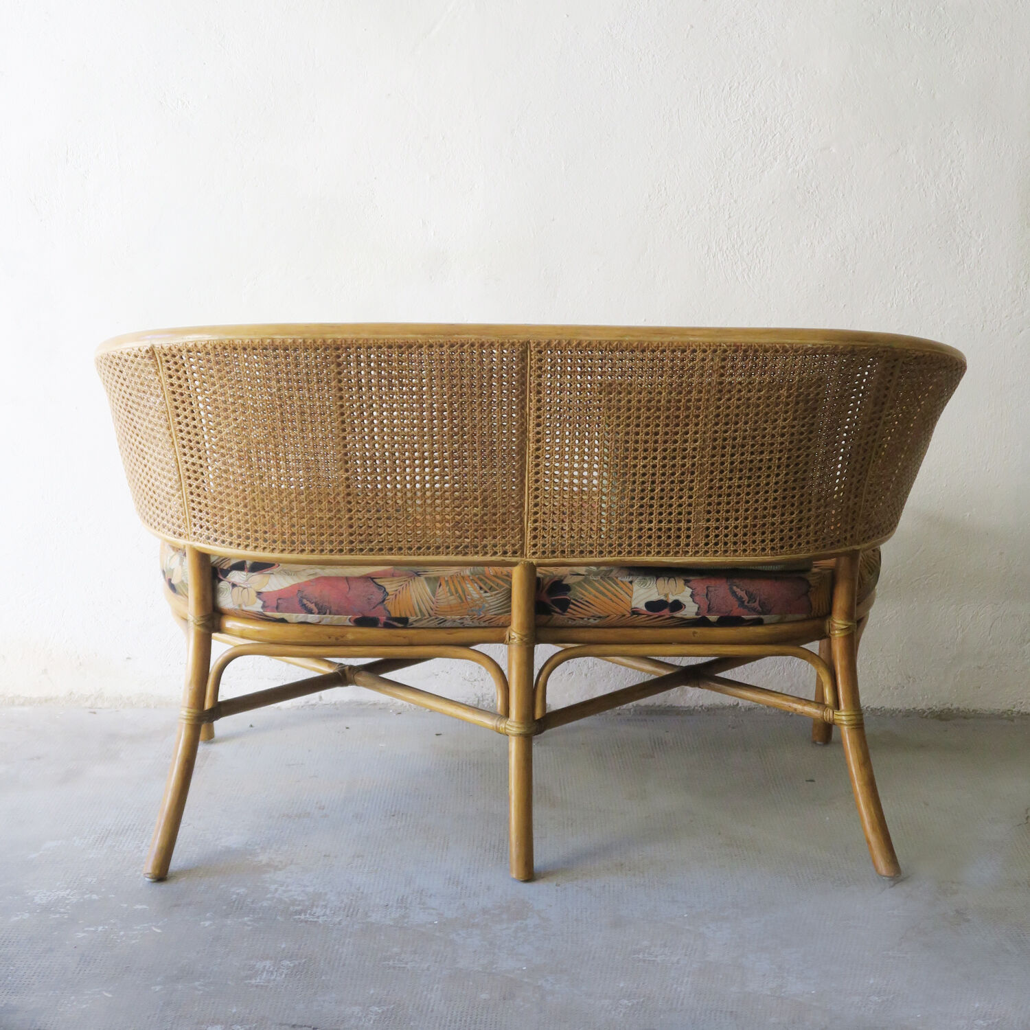 Rattan and caning bench