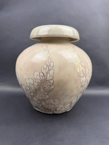 Tharaud Limoges vase with gilded floral decoration and enamelled porcelain – H 26 cm