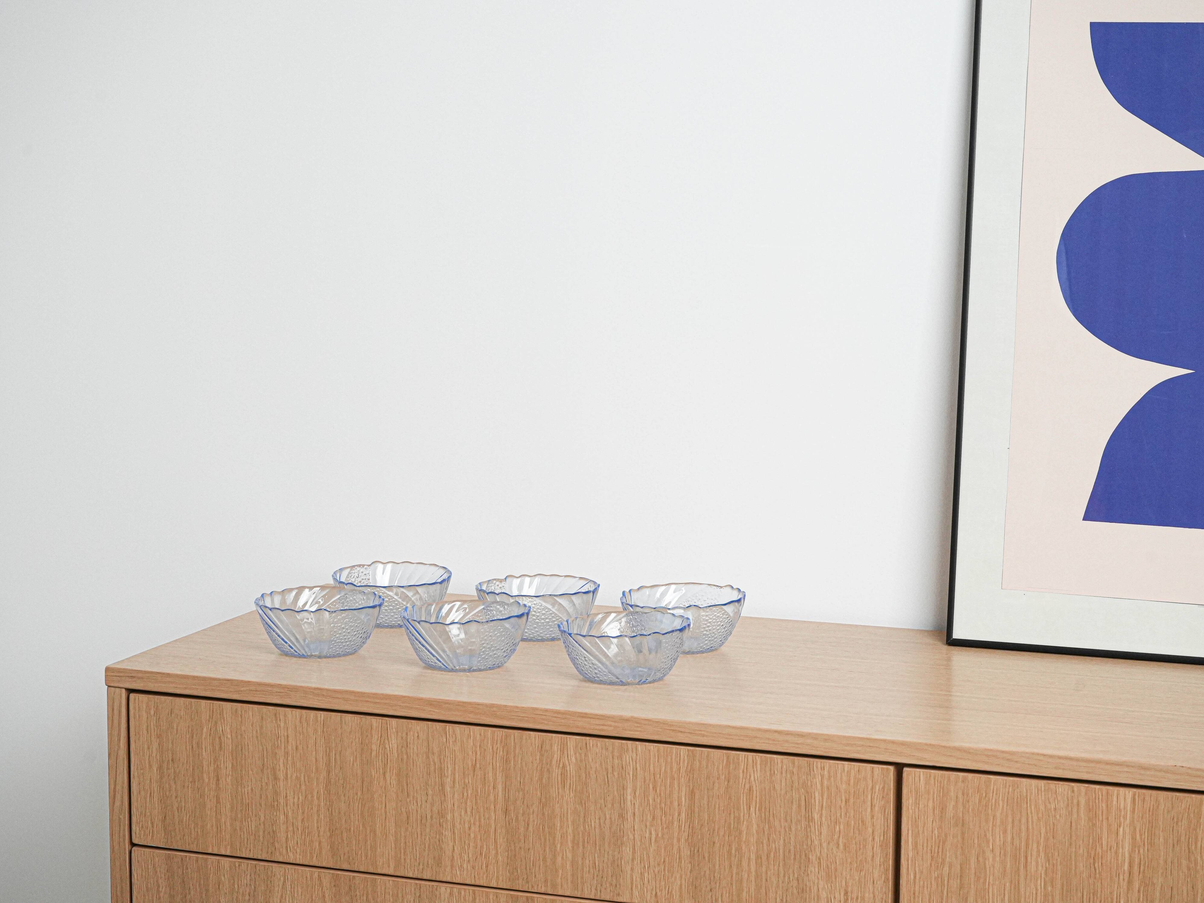 Set of glass bowls, Italian design, 1970s, made in Italy
