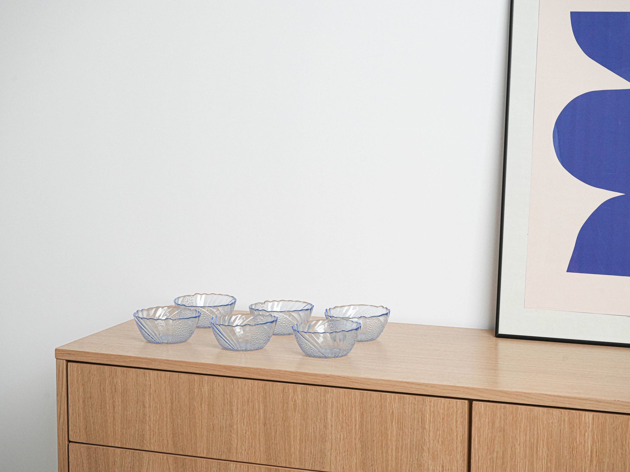 Set of glass bowls, Italian design, 1970s, made in Italy