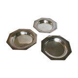 Set of three silver metal bottle bottoms