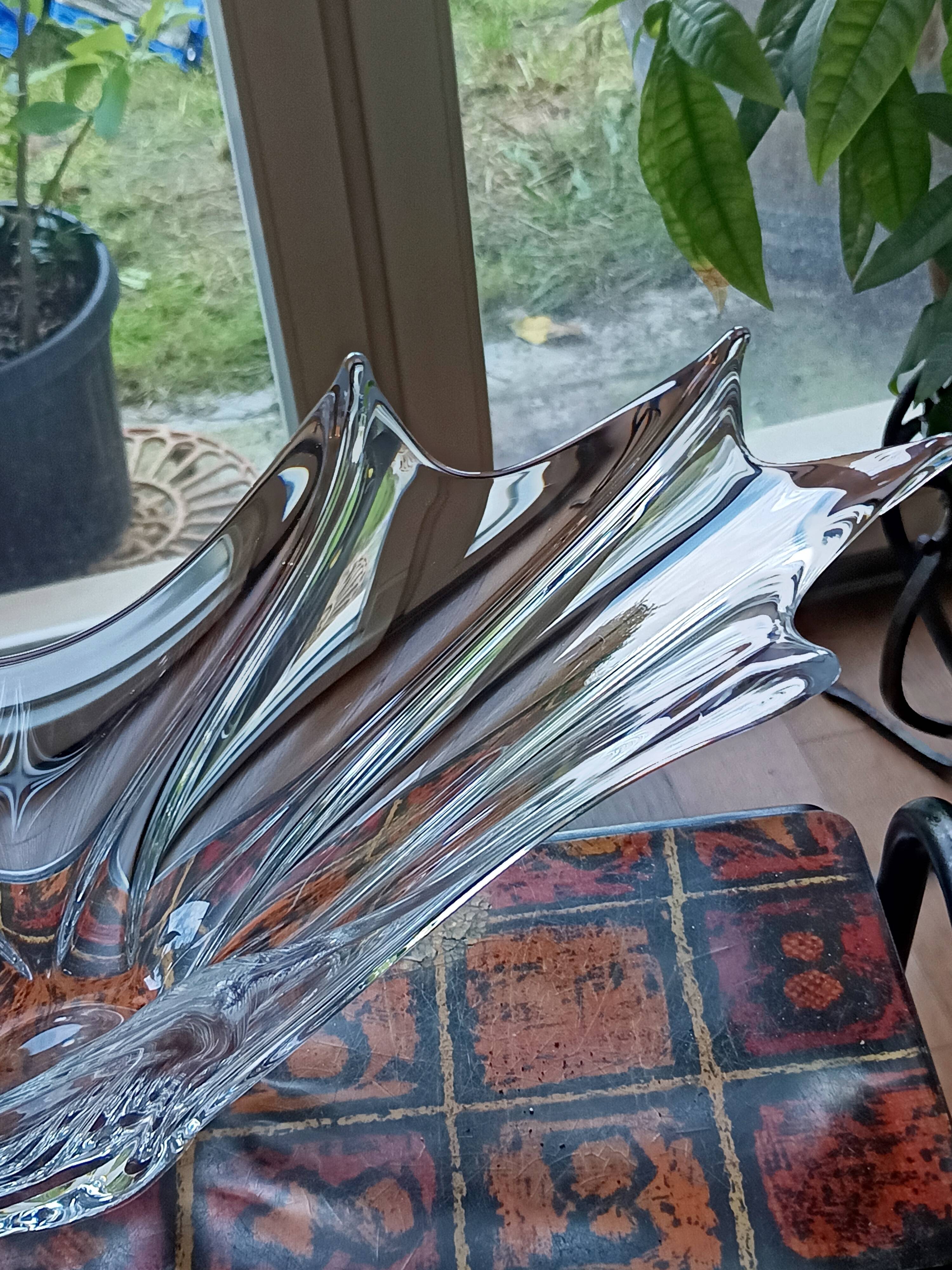 Large crystal fruit bowl signed daum