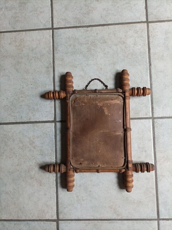 Mirror Frame wood bamboo varnished patinated