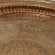 Large ancient copper tray, engraved Persia, offering scenes, vintage ethnic