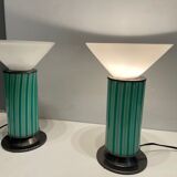 Mid-Century Mint Green Murano Glass Table Lamps, Set of 2