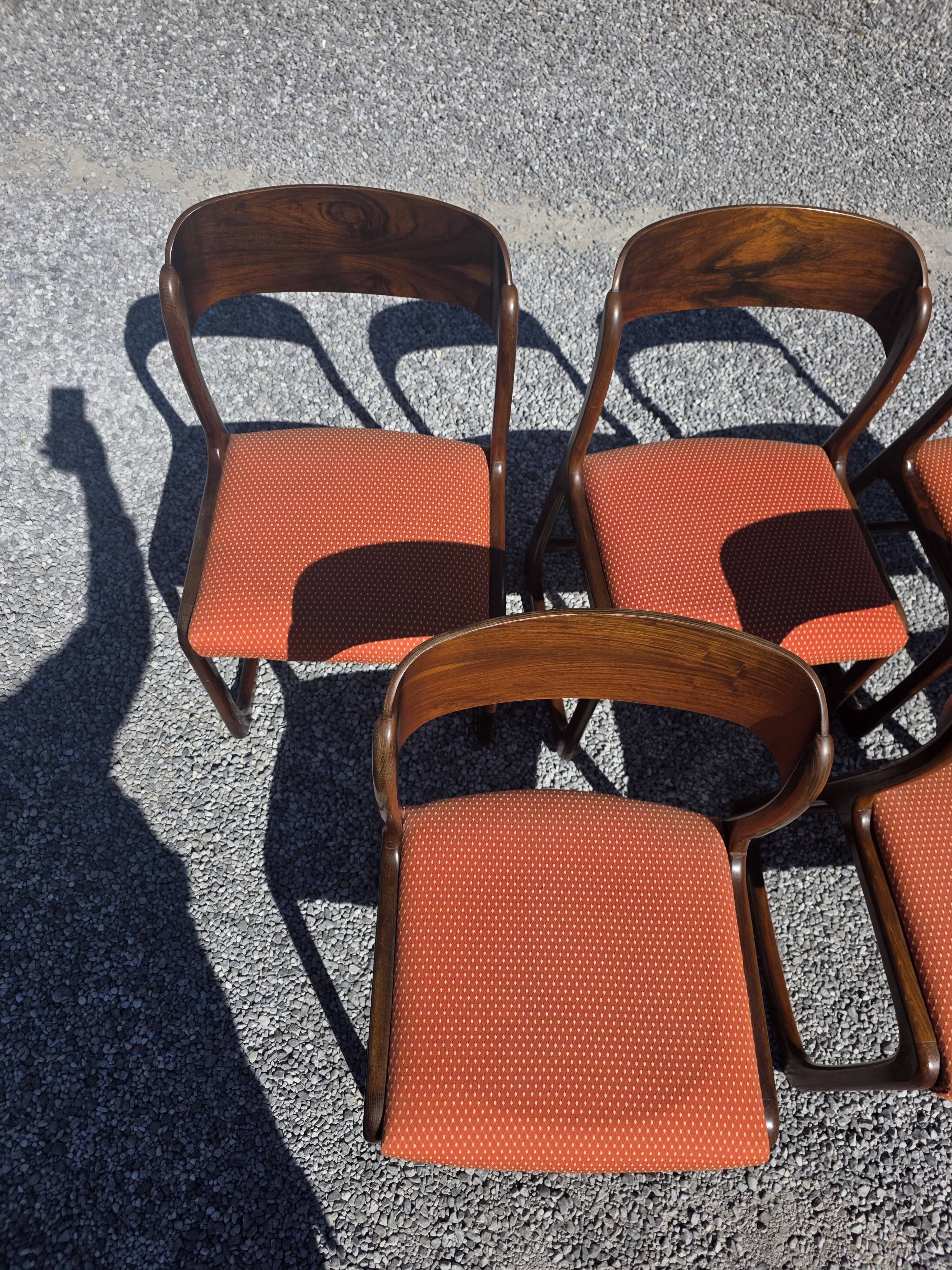 6 Baumann sled chairs in rosewood from the 1960s.