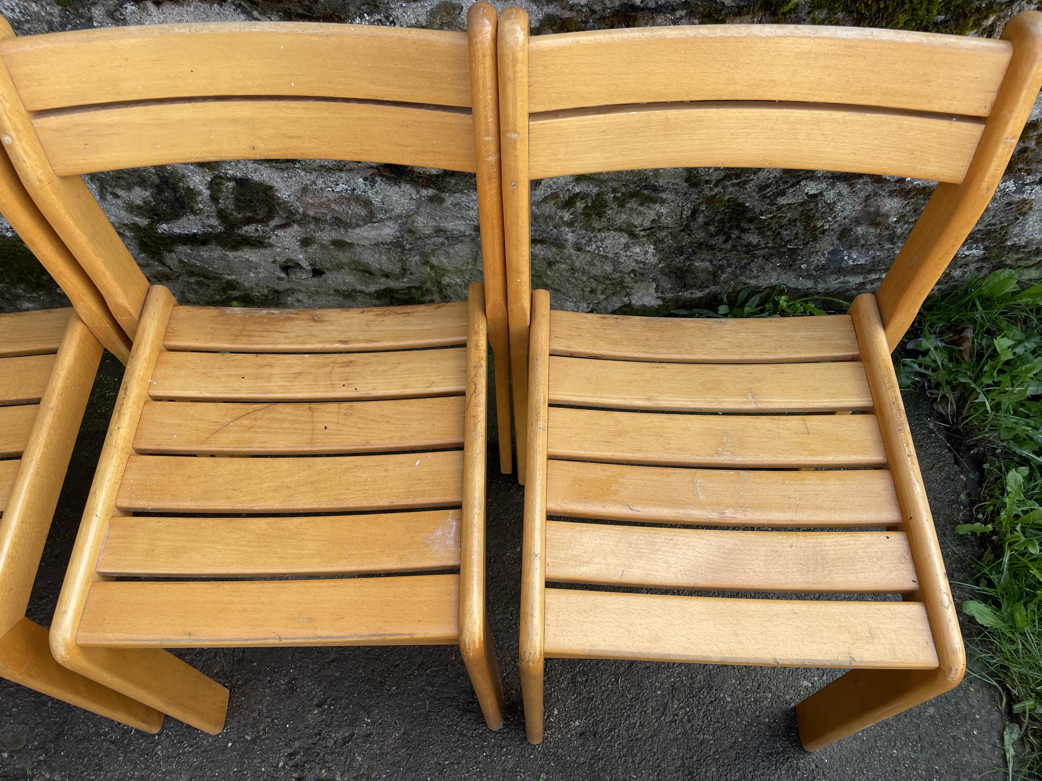 Suite of 8 solid beech chairs