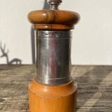 Peugeot pepper tree for Christofle in silver metal and vintage wood