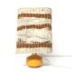 Orange ceramic lamp with vintage wool lampshade from the 70s