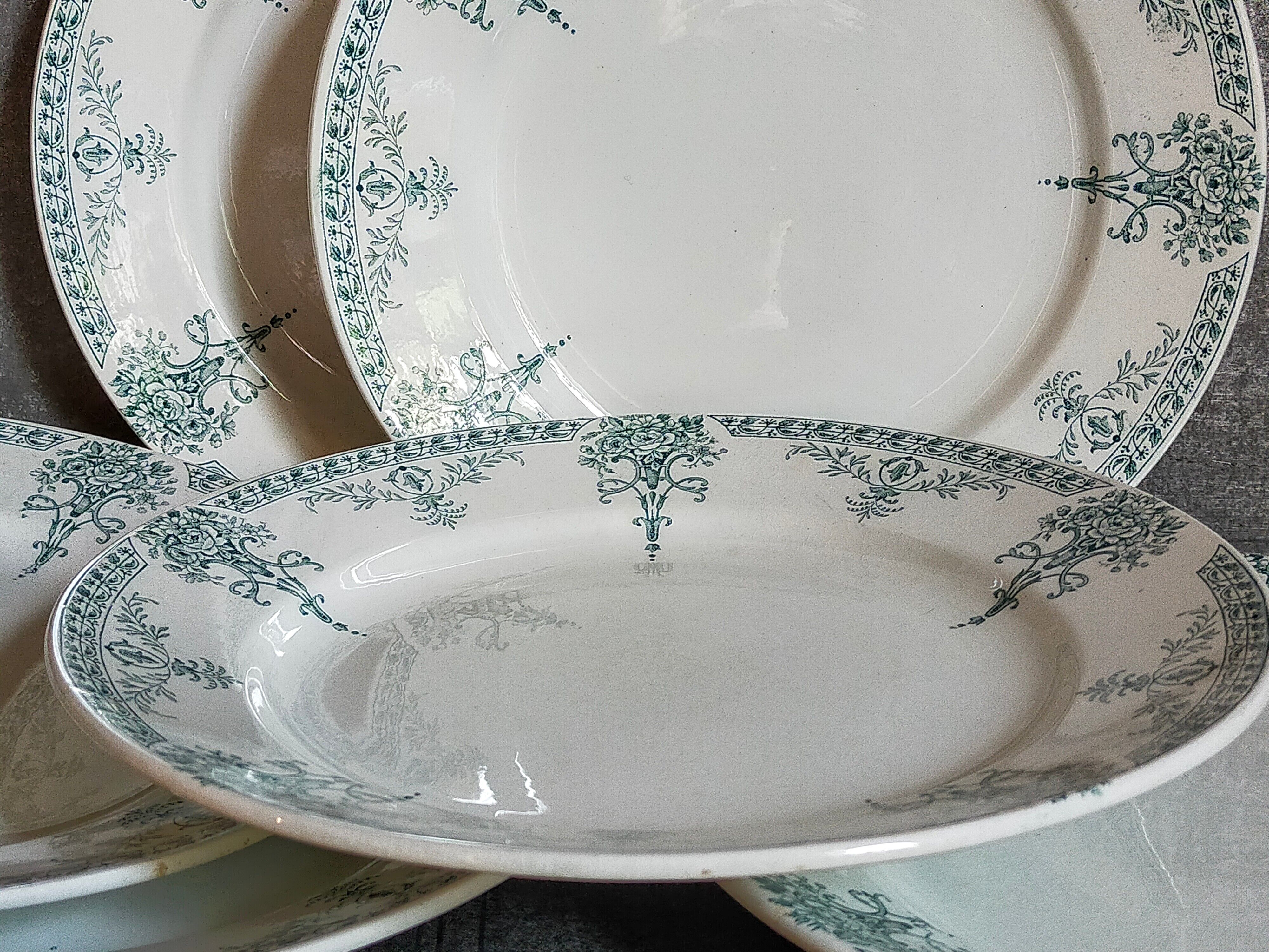 Six old plates iron earth of lunéville model lugano late nineteenth