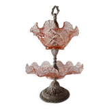 Fruit petits-fours set with two old pink corolla bowls, 19th century frame