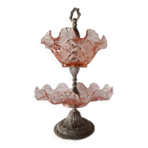 Fruit petits-fours set with two old pink corolla bowls, 19th century frame