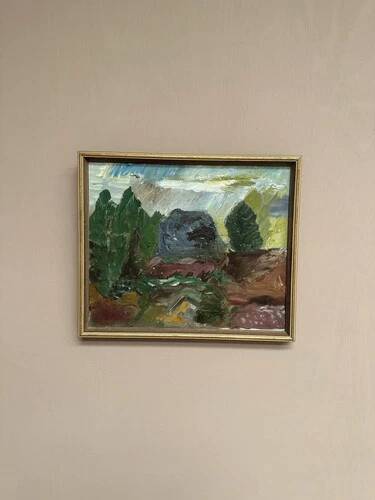 Mid-Century Oil on Canvas "Landscape" by Gunnar G, Vintage & Framed 49x41cm