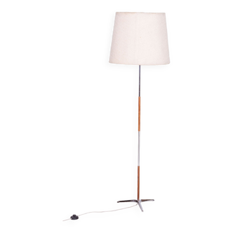 Lampadaire palissandre, acier chromé, tchéquie, années 1960