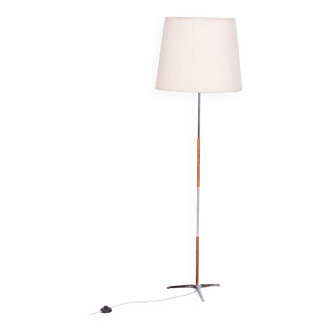 Original MidCentury Floor Lamp, Palisandr, Chrome-plated Steel, Czechia, 1960s