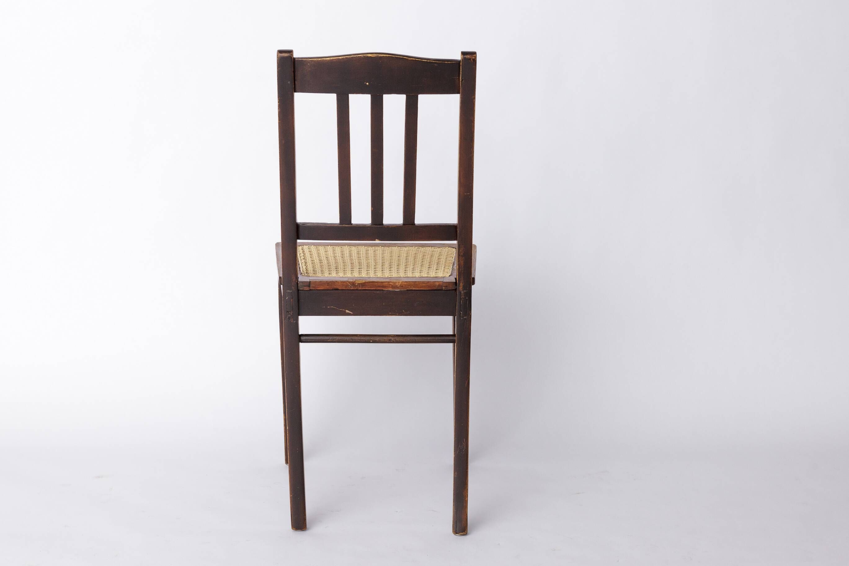 Antique Beech Wood Chair – 1940s German Desk or Dining Chair with New Cane