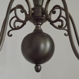 French Vintage Silver Metal 5 Light Flemish Chandelier Red Drips 5181