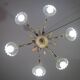 Art Deco Murano Glass and Brass Chandelier, 6 light, 1950