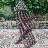 Antique folding oriental chair with mother-of-pearl inlays