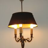 French Empire Bronze Bouillotte 3 Light Table Lamp Dark Green Shade 4229