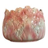 Ancien cache pot CLF forme hortensia rose et blanc vintage