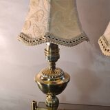 Pair of brass bedside lamp, with pretty velvet lampshade 31x14
