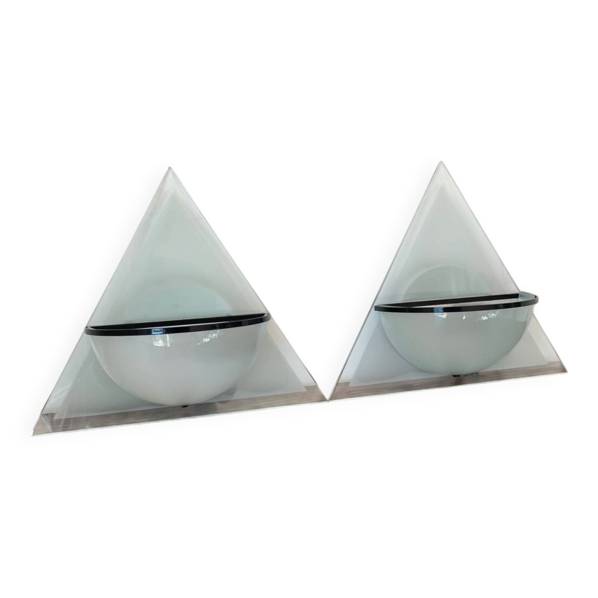 Pair of Illo wall lamps for Lamperti, 1980s, made in Italy