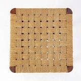 Mid-Century Wood and Rope Stool, 1960s - Seat height 50cm