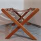 Hocker / Puff Leder & Holz années 1970