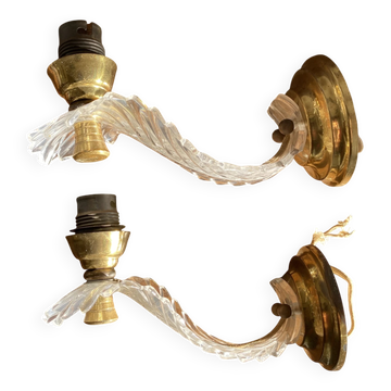 Vintage plexiglass wall lights in Hollywood Regency style from the 1960s.