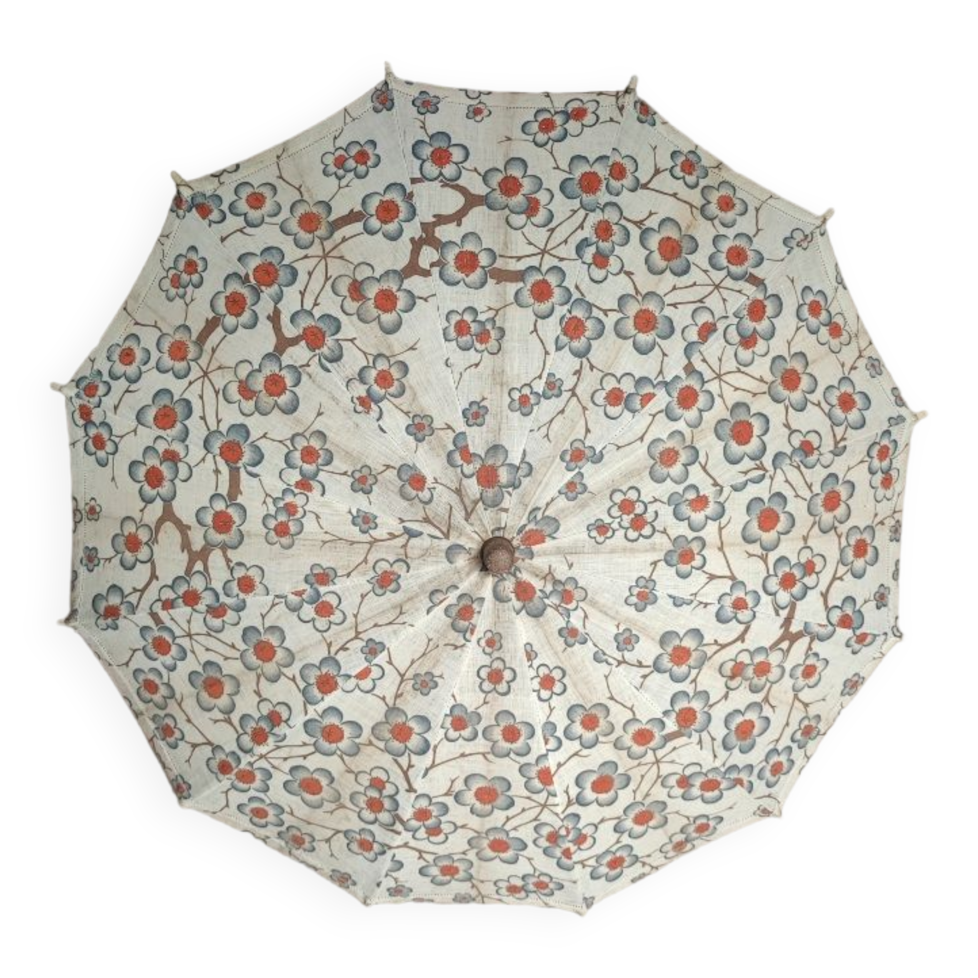 Vintage cotton canvas umbrella with floral pattern