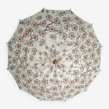 Ombrelle vintage en toile de coton motif floral