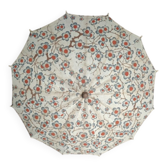 Ombrelle vintage en toile de coton motif floral