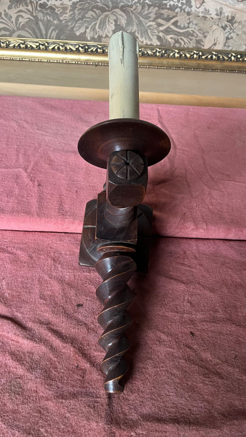 Applique bois tourné années 50