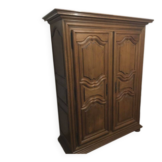 Louis XIII style wardrobe in solid oak wood