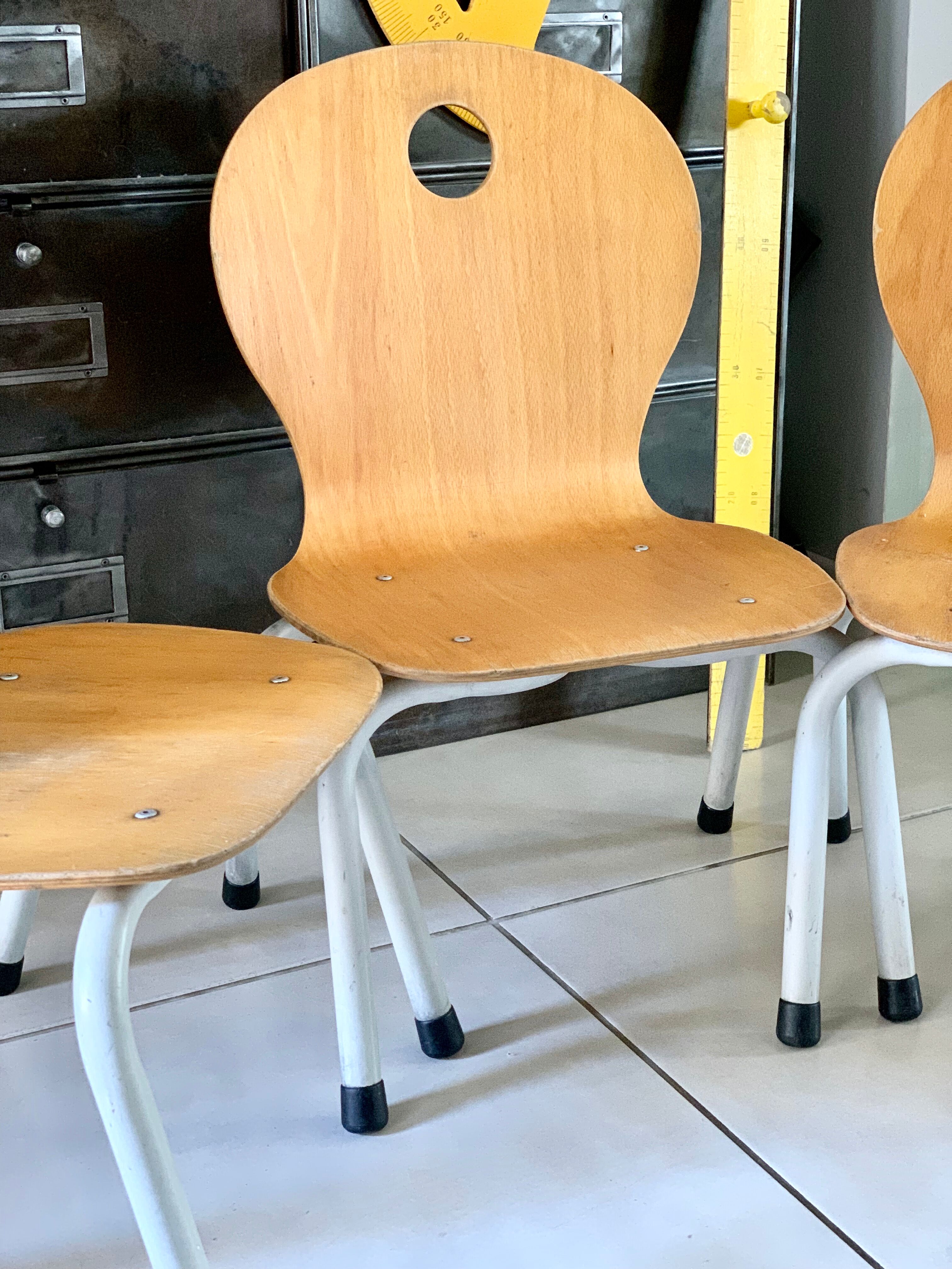 Chaise enfant bois et metal