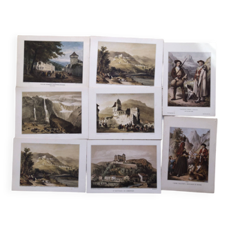 Lot 7 lithographie pyrenees luz bagneres gavarnie lourdes st bertrand comminges ossau isard berger