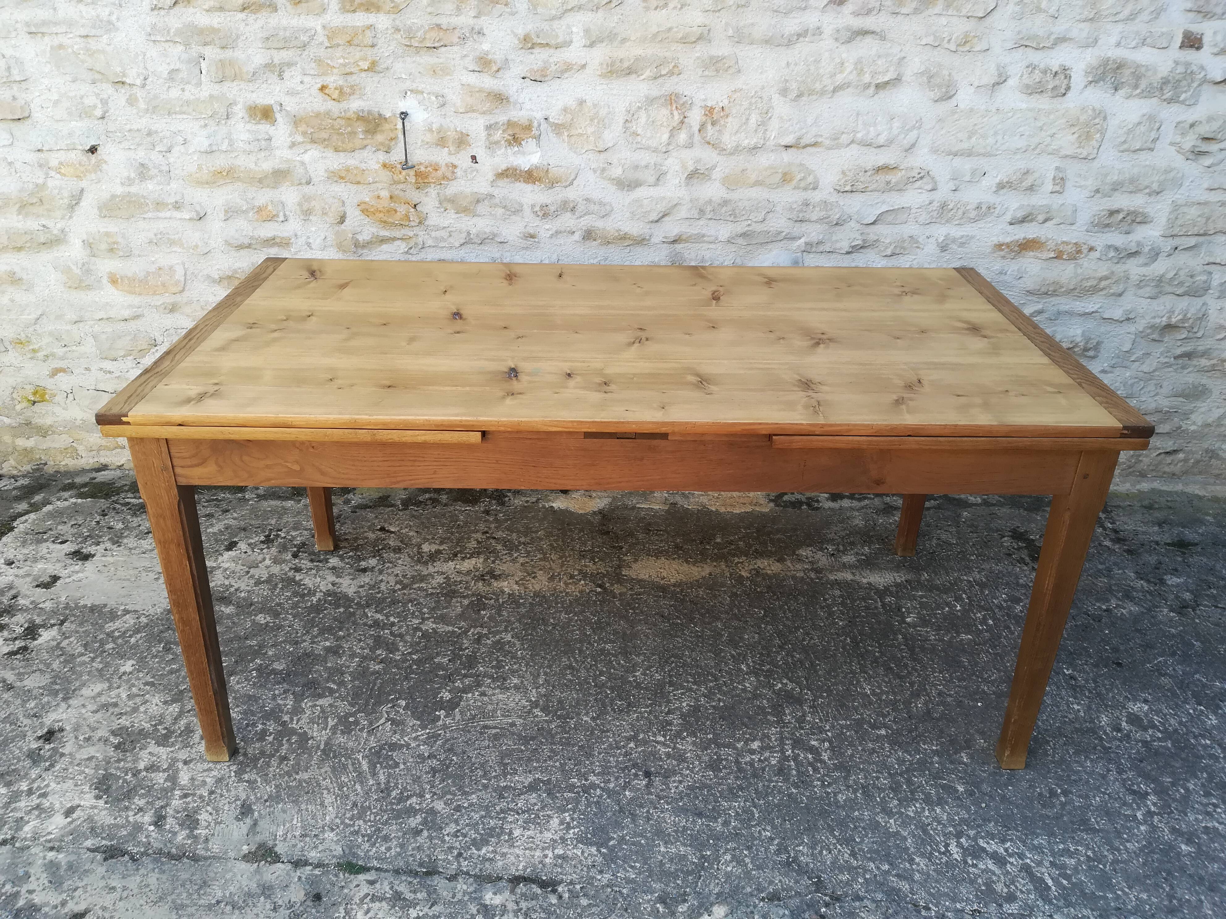 Farmhouse table with two extensions