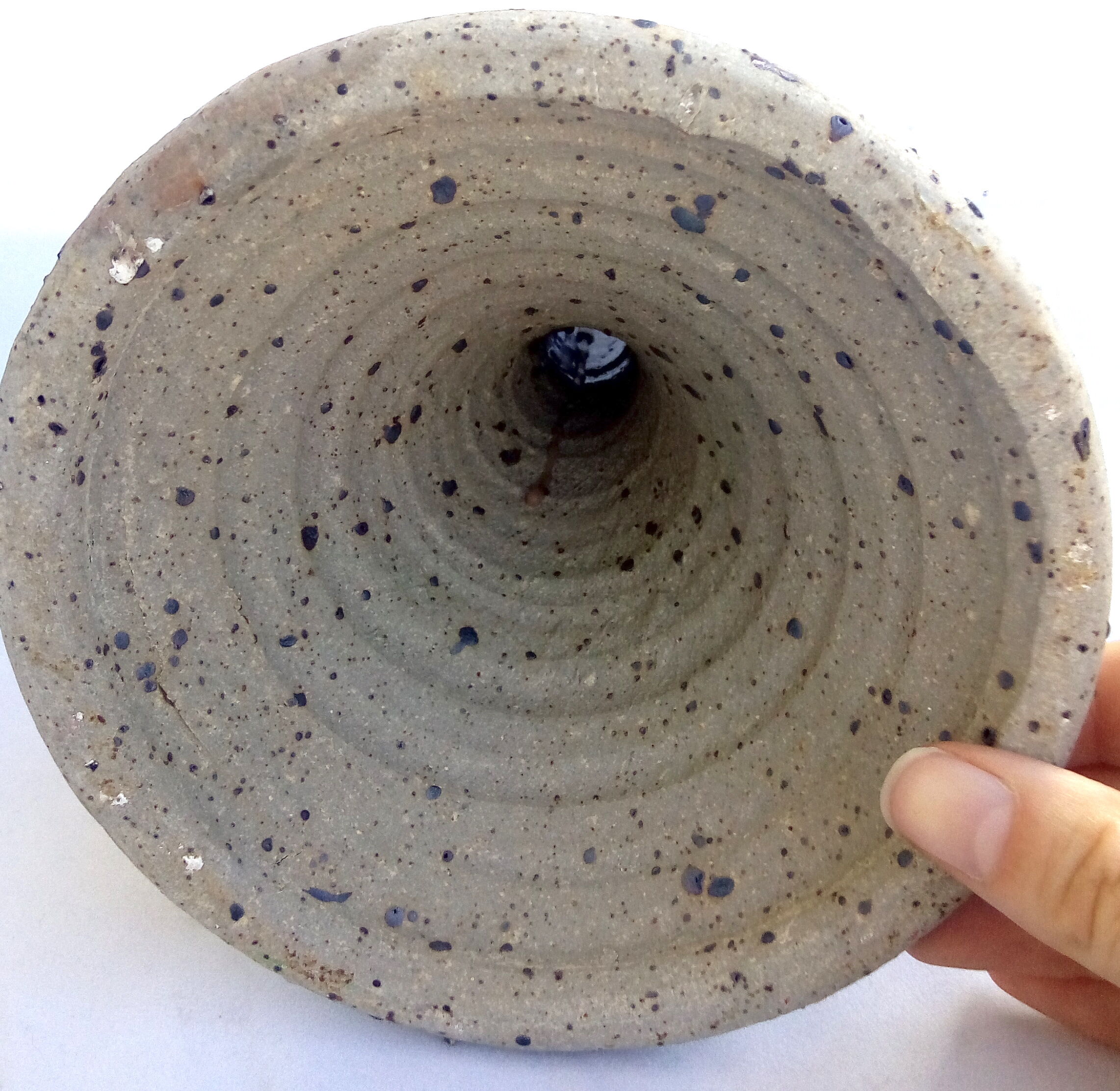 Pierre Digan-style sandstone and blue-collar candlestick