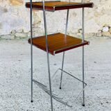 Vintage teak side table with shelves and magazine rack