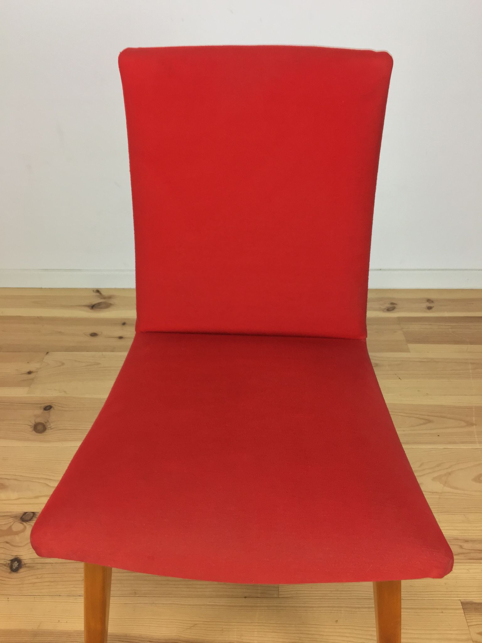 Chaise Steiner vintage années 60 rouge bois