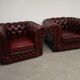 Burgundy leather chesterfield chairs