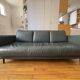 Green leather three-seater sofa Habitat