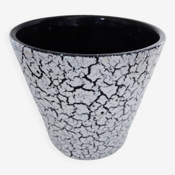 Black and white cracked effect planter, West Germany