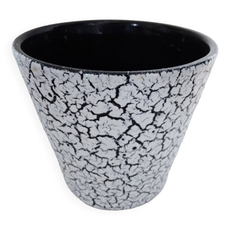 Black and white cracked effect planter, West Germany