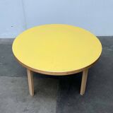 Mid-century modern yellow linoleum coffee table by Alva Aalto for Artek, Finland, 1960s.