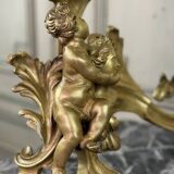 Paire de chenêts en bronze ciselé et doré d'après un modèle de Jacques Caffieri, Paris XIXème