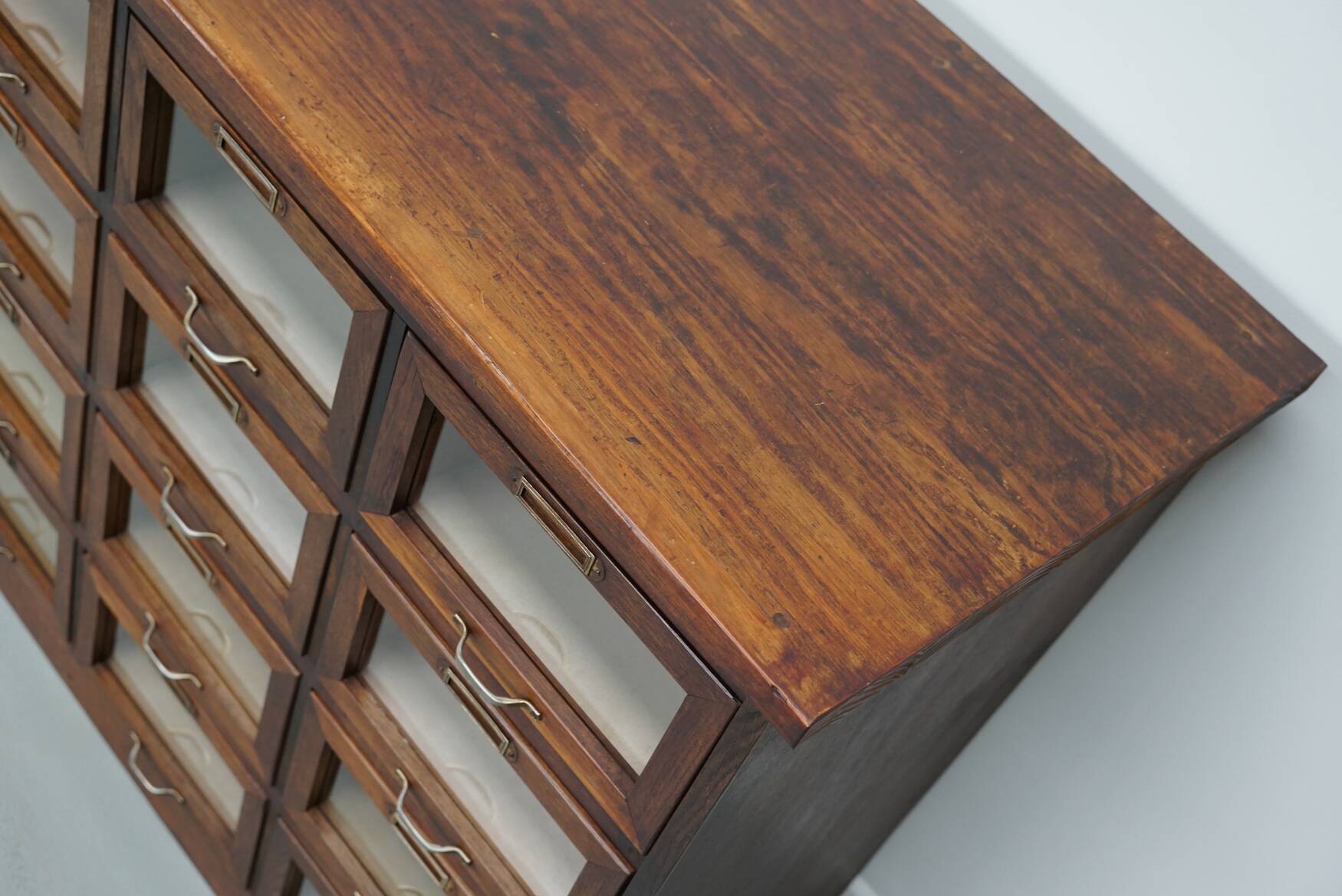 Vintage Dutch Oak Haberdashery Shop Cabinet / Vitrine, 1950s